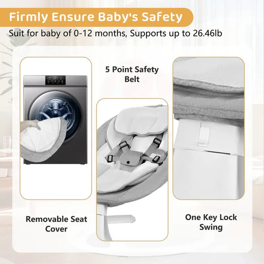 BABY Baby Swing Chair & Rocking Chair with Swing Timer